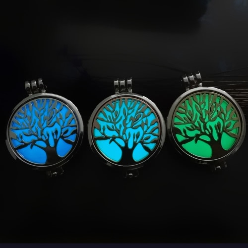 

Delicate Jewelry Aromatherapy Necklace Tree of Life Pattern Locket Pendant Perfume Diffuser Necklace