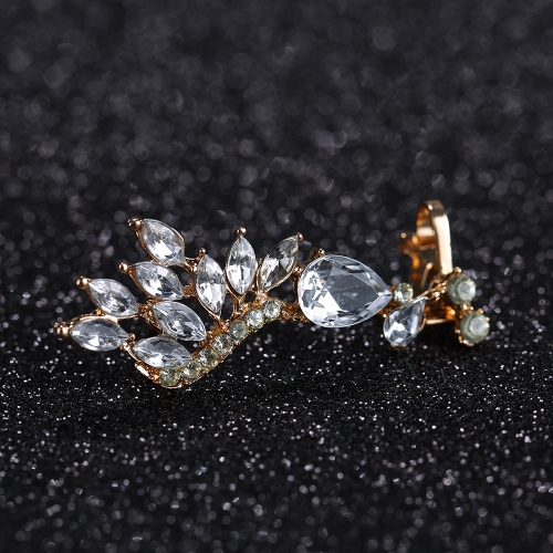 

Мода Различные стили Одно ухо Gecko Крылья Листья Кристалл Zircon Ухо Шпильки Серьги Ушные зажимы