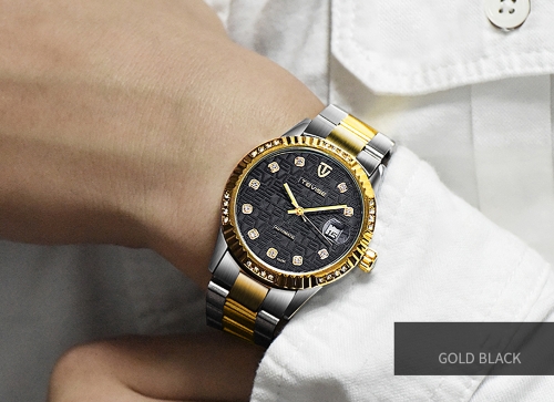 

TEVISE Luxury Luminous Automatic Mechanical Men Watch Water-Proof Diamond Stainless Steel Man Business Wristwatch Self-Winding + B