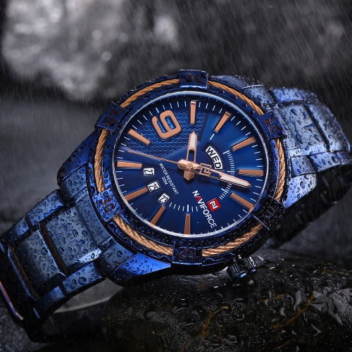 

NAVIFORCE Fashion Causal Men Watches Quartz Male Watch 3ATM Water-resistant Luminous Wristwatch Calendar Time Display