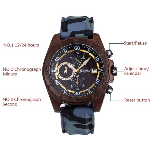 

GEZFEEL Waterproof Sport Watch Chronograph Date Clock Silica Gel Strap Wrist Retro Watch Multifunction Luminous Quartz Wristwatch Men