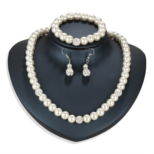 

Fashion Personality Pearl Jewelry Set Necklace Earrings Bracelet for Women Wedding Engagement