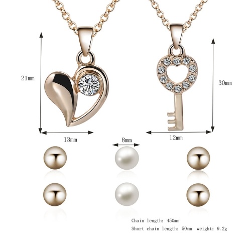

Fashion Jewelry Set Pendant Necklace Simple Pearl Ear Studs for Women Jewelry Accessory