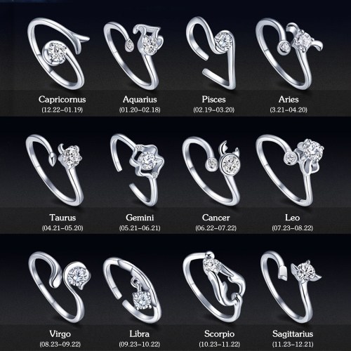 12 Constellations Exquisite Glistening Retro Lovers Ring Women Ancient Elegant Attractive Zinc Alloy Finger Ring
12 Constellations Exquisite Glistening Retro Lovers Ring Women Ancient Elegant Attractive Zinc Alloy Finger Ring