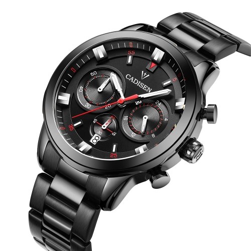Cadisen Watch Men Sport Chronograph Clock Quartz Wristwatch Business Waterproof Watch Men