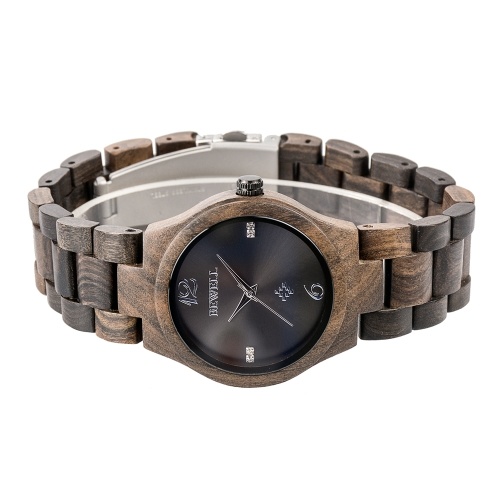 

BEWELL ZS-W153A Женские деревянные часы Круглый кварцевый механизм Vintage Casual Analog Wrist Watch