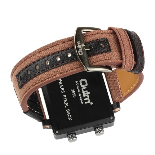 

OULM Men Business Watch Luxury Canvas Band Quartz Watch Three Time Zone Sport Wristwatch