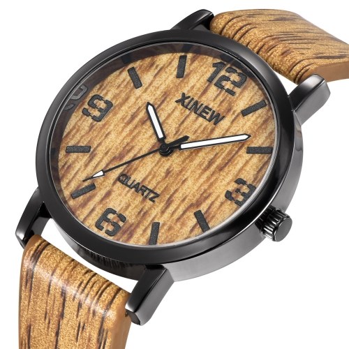 

Men Fashion Wrist Watch Student Simple Bark Pattern Leather Band Quartz Watch