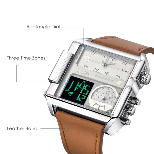 

6.11 Men Leather Band Rectangle Dial Analog Quartz Watches