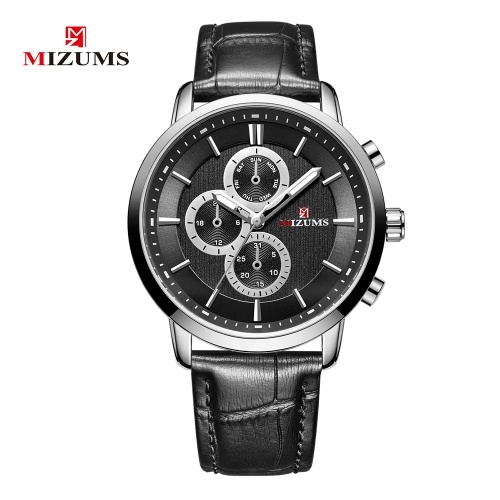 

MIZUMS Men Fashion Alloy Case Leather Band Watch
