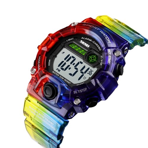 

SKMEI 1484 Watches Kids PU Strap Outdoor Sports Children Watch Digital Wristwatch for Boys Girls Watches with Alarm LED Luminous Waterproof Date Dual Time GMT capability Wearable Accessories