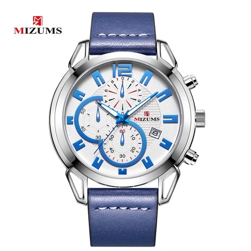 MIZUMS Männer Business Watch Fashion Alloy Fall Lederband Uhr Exquisite 3 ATM Wasserdichte Quarz-Armbanduhr