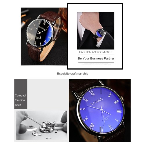 

YAZOLE Couple Quartz Watch for Men Women Elegant Wristwatch with Roman Numbers Pointer Blue Light Blocking Mineral Glass 3ATM Waterproof Business Watch Female Fashion Wristband Male Watches