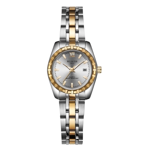 WLISTH S938 Montre de couple classique avec bracelet en acier Montre-bracelet à quartz élégante pour lui et pour elle Montre habillée pour hommes et femmes avec calendrier/lumineux/30M étanche