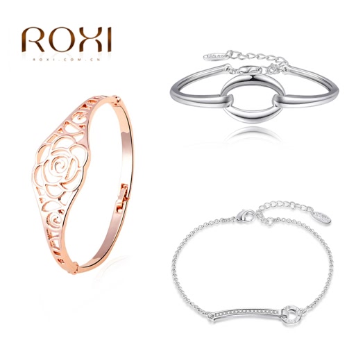 

ROXI Fashion White Gold Plated Round Circle Smooth Bracelet Bangle Jewelry Accessory for Women Girl