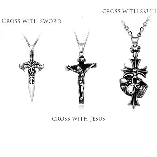 

Romad Fashion Unique Charm Hot Punk Metal Stainless Steel Cross Pendant Necklace Chain Jewelry for Women Girl Man Unisex Party Gif