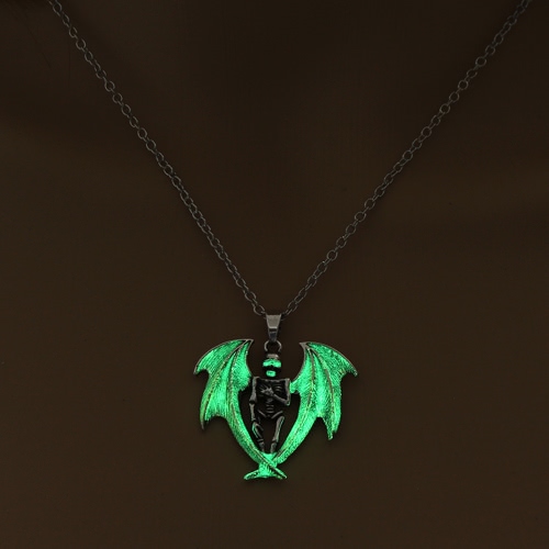 

Fashion Men Jewelry Glowing Skull Wing Pendant Necklace