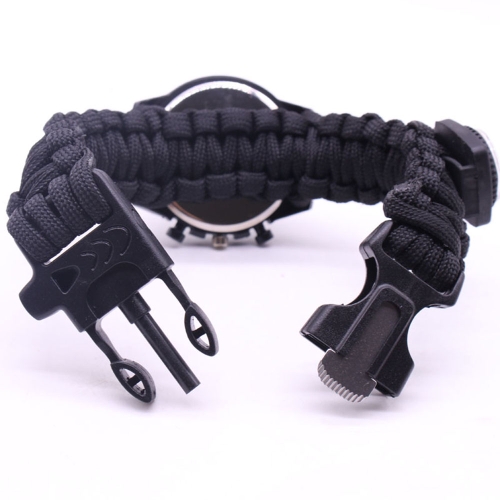 

5 в 1 Наружный вывесок Watch Paracord Bracelet с комплектом для компаса / Fire Starter / Whistle / Paracord для аварийного выживания