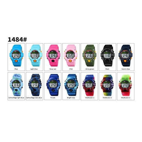 

SKMEI 1484 Watches Kids PU Strap Outdoor Sports Children Watch Digital Wristwatch for Boys Girls Watches with Alarm LED Luminous Waterproof Date Dual Time GMT capability Wearable Accessories