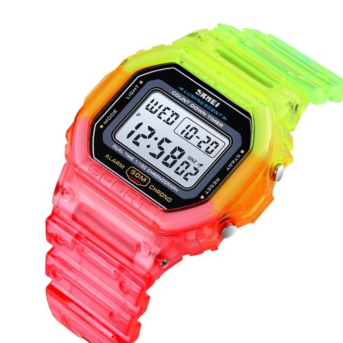 

SKMEI Women Digital Sports Watch Contrast Color Dual Time Mode Date Week Alarm Clock Backlight 5ATM Waterproof Female Fashion Watches for Daily Life Students Teenagers Wristband Gifts