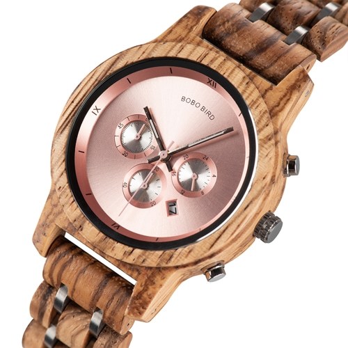 

BOBO BIRD Womens Wooden Watch Chronograph & Date Display Wood Quartz Watch Fashion Wristwatch for Women