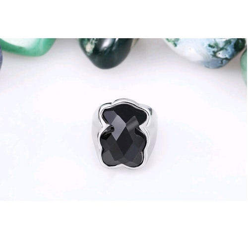 

Little Bear Artificial Crystal Ring 316L Titanium Steel Vacuum Plating Fashionable Women Jewelry Decorations