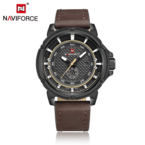 

NAVIFORCE 2016 Марка Мода 30M Водонепроницаемый Кварцевые Man спортивные часы PU ремешок Мужчины Повседневная наручные часы неделя