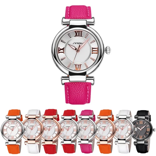 

SINOBI Top Brand New Luxury Leather Women Watch Ladies Fashion PU Leather Quartz Dress Watches Roman Number Casual Wristwatch