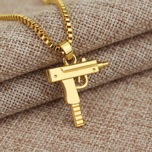 

Fashion Unisex Alloy Men Women Hip-hop Necklace Pistol Rifle Pendant Chain for Boy Girl Charms Charming Party Band