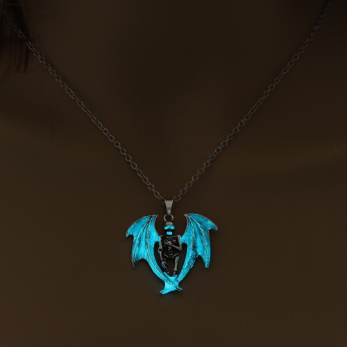 

Fashion Men Jewelry Glowing Skull Wing Pendant Necklace