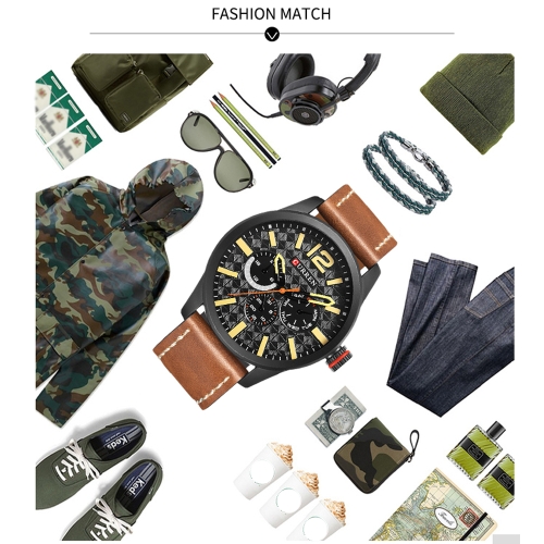 

CURREN 2017 Luxury Sports Style Water-Proof Quartz Men Watch PU Leather Band Chrono Cool Man Casual Wristwatch