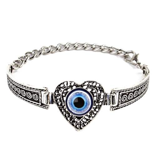 Mode Personalisierte herzform Embedded Blue Eye Armband Vintage Carving Muster Metall Bangle Böhmen Handgelenk Dekoration Geschenk