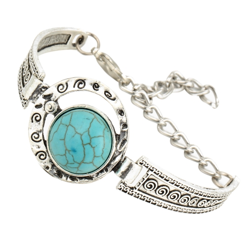 

Fashion Retro Boho Turquoise Rounded Owl Elephant Palm Hand Circle Bracelet for Women Jewelry