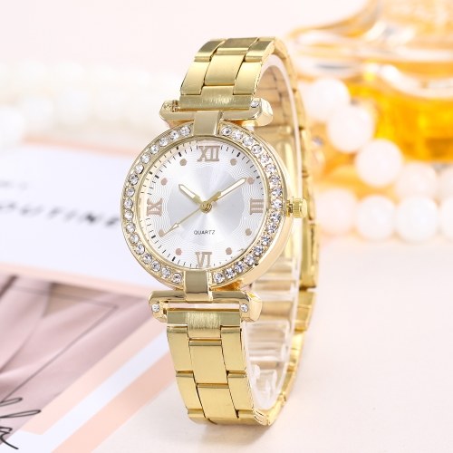 

Fashion Diamond Watch Number Scale Heart Quartz Watch Alloy Band for Women Decoration