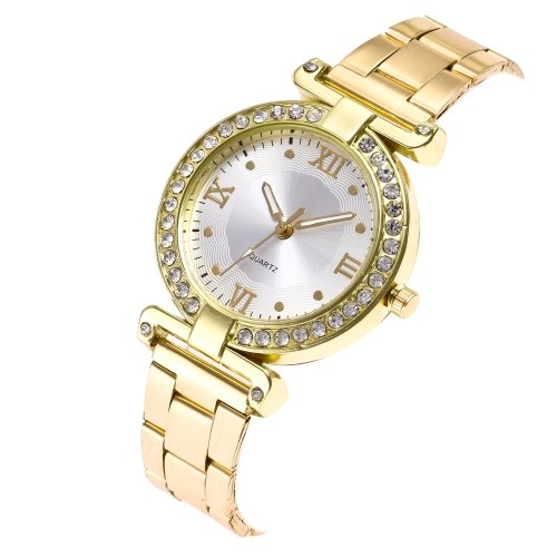 

Fashion Diamond Watch Number Scale Heart Quartz Watch Alloy Band for Women Decoration
