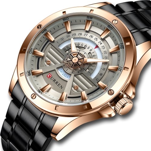 

Men Quartz Watch Stainless Steel Strap Fashion Wristwatch Luminous Display 3ATM Dress Watches