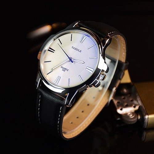 

YAZOLE Men Quartz Watch Exquisite Male Wristwatch with Blue Light Blocking Mineral Glass Accurate Time Luminous Pointer 3ATM Waterproof Business Watches Leather Strap Male Fashion Wristband