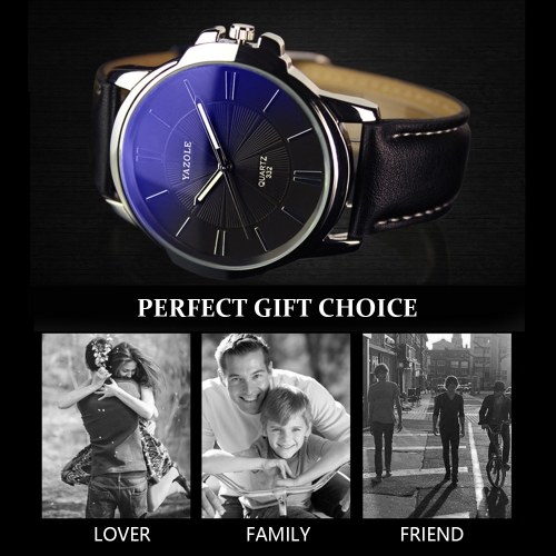 

YAZOLE Men Quartz Watch Exquisite Male Wristwatch with Blue Light Blocking Mineral Glass Accurate Time Luminous Pointer 3ATM Waterproof Business Watches Leather Strap Male Fashion Wristband