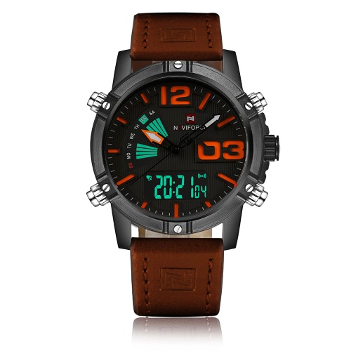 NAVIFORCE Nouvelle montre à double affichage numérique à quartz pour hommes