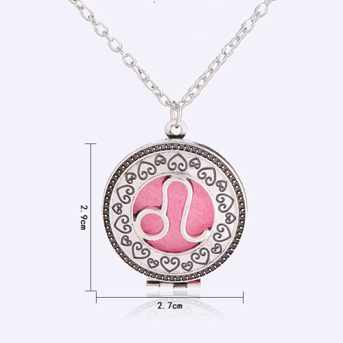 

Perfume Essential Oil Diffuser Zodiac Sign Round Pendant Necklace