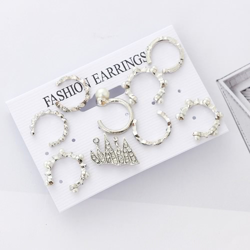 

9Pcs Bohemia Style Clips Earring Set Elegant Pearl Earrings Women Vintage Irregular Personalized Jewelry