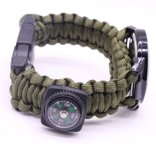 

5 в 1 Наружный вывесок Watch Paracord Bracelet с комплектом для компаса / Fire Starter / Whistle / Paracord для аварийного выживания