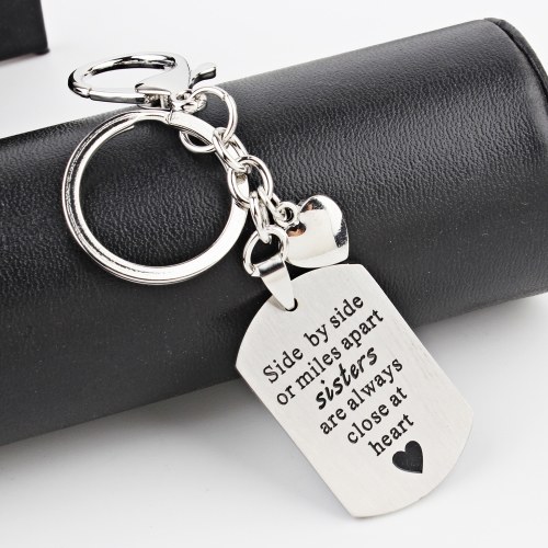 

Side by Side or Miles Apart Sisters Key Chain Best Friends Are the Sisters We Choose Key Ring