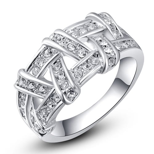 

Roxi Gold Plated Zircon Crystal Rhinestone Weave Ring