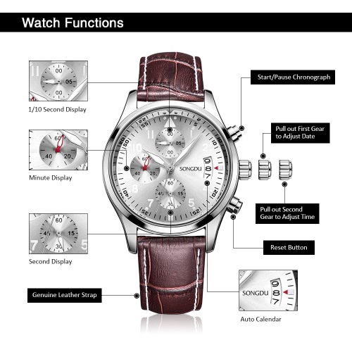 

SONGDU New Luxury Luminous Water-Proof Man Casual Wristwatch