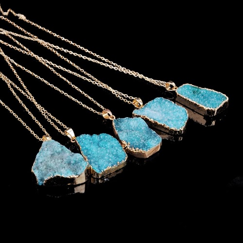 

Natural Stone Crystal Pendant Necklace Clavicle Chain Sweater Chain for Men Women Jewelry Accessory