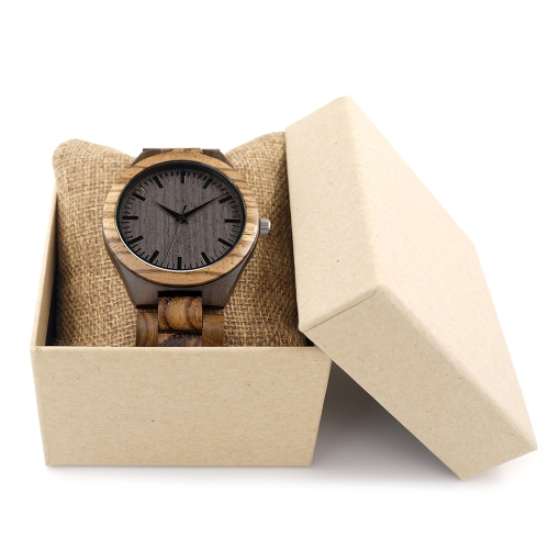 

BOBOBIRD Fashion Simple Ebony Men Watches Quartz Wooden Zebrawood Casual Wristwatch Man