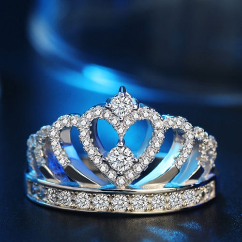 

Crown Inlay Diamond Ring Silver Fashion Crystal Rings Jewelry for Party Wedding Accessories of Women and Girls