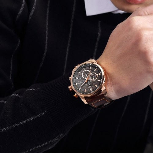 

Curren Men Fashion PU Leather Sports Wrist Watch Casual Watch Luxury Water-Resistant Quartz Watch