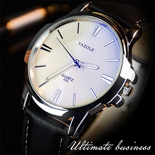 

YAZOLE Men Quartz Watch Exquisite Male Wristwatch with Blue Light Blocking Mineral Glass Accurate Time Luminous Pointer 3ATM Waterproof Business Watches Leather Strap Male Fashion Wristband